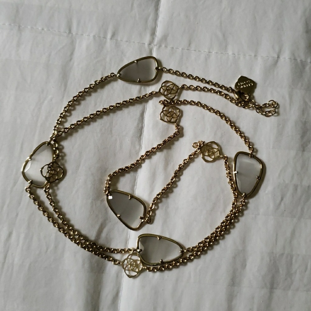 Kendra Scott Station Necklace Milky Slate Cats Eye